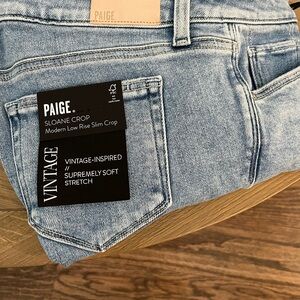 PAIGE Women's Vintage-Inspired Light Blue Cropped Jeans
